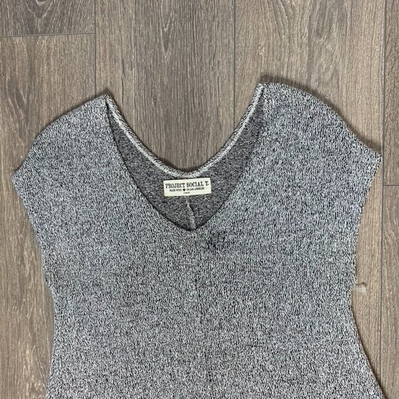 Urban Outfitters Project Social T Top T-shirt Heathered knit V-neck Grey XS - Picture 6 of 16
